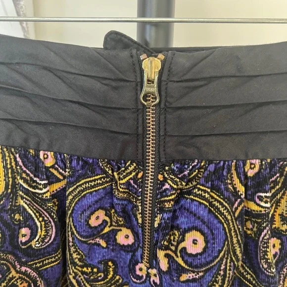 Anthropologie Skirt Mini Corduroy Paisley Boho Whimsigoth Dark Fairy Grunge - Picture 5 of 7